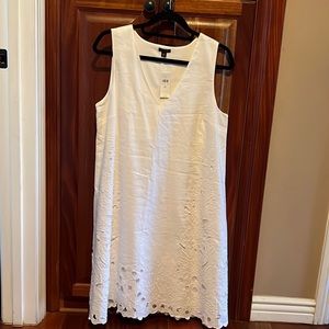 Ann Taylor White Linen/Cotton Dress Size M